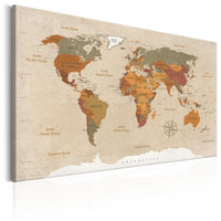 Canvas Print - World Map: Beige Chic