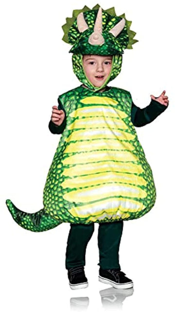 Dinosaur Green Triceratops Printed Belly Baby Costume § Medium