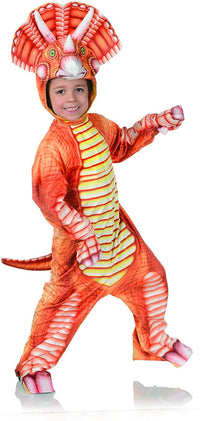 Orange Triceratops Printed Child Costume Jumpsuit § Small