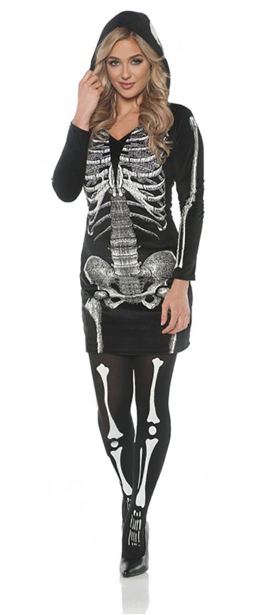 Women's Skeletal Hoodie Dress Costume XL