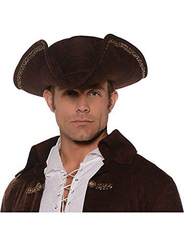 Tricorn Pirate Adult Costume Hat Brown One Size