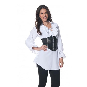 Pirate Adult Costume White Laced-Front Blouse Large