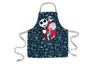 Nightmare Before Christmas Apron with Jack & Sally and Adjustable Straps - Black