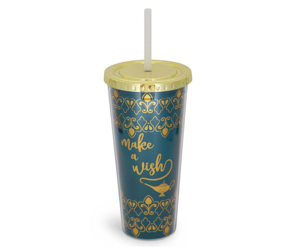 Disney Aladdin "Make A Wish" Reusable Carnival Cup with Lid and Straw § Holds 16 Ounces