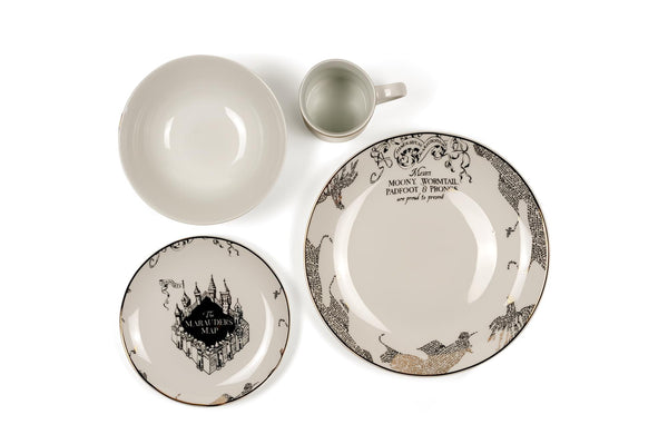 Harry Potter Marauder's Map 4-Piece Porcelain Place Setting Set