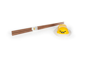 Gudetama The Lazy Egg Chopstick Set & Ceramic Holder § Reusable Chopsticks Set