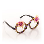 Fashion Partybrille mit Blumen und Glitzer