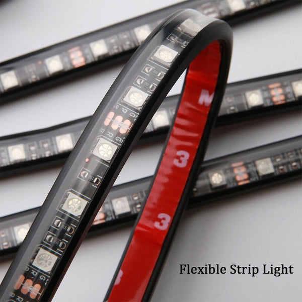 4X 12V 12LED RGB Car Interior LED Strip Lights Wireless APP Remote Control Music