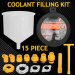 15PCS Car Radiator Coolant Refill Funnel Kit Spill Proof Cooling System Tool