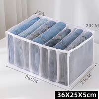 2PCS 7 Grids Mesh Foldable Clothes Storage Jeans Pants Organizer Clothes Organizer 36X25X20CM