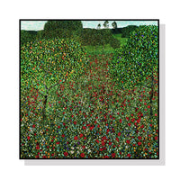 80cmx80cm Italian garden by Gustav Klimt Black Frame Canvas Wall Art