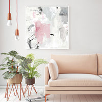 70cmx70cm Abstract Pink Grey 2 Sets White Frame Canvas Wall Art