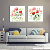 60cmx60cm Florals 2 Sets Gold Frame Canvas Wall Art