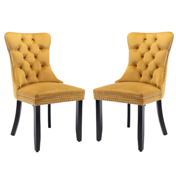 2x Velvet Dining Chairs -Gold