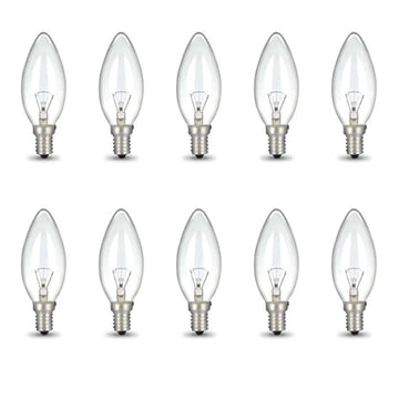 Bulk 10x E14 40W 220V Light Bulbs - C35 Candle Globe For Himalayan Salt Lamp