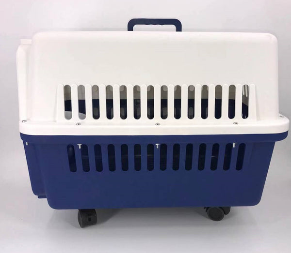 Navy XXL Dog Puppy Cat Crate Pet Carrier Cage W Tray, Bowl & Removable Wheels