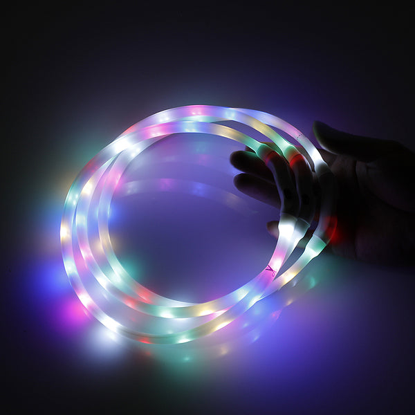 Medium 55CM LED Dog Collar USB Rechargeable Night Glow Flashing Light Up Safety Pet Collars