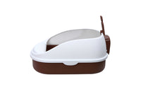 Medium Portable Cat Toilet Litter Box Tray with Scoop Brown