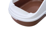 Large Portable Cat Toilet Litter Box Tray with Scoop and Grid Tray Brown