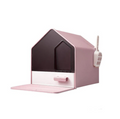 L Portable Hooded Cat Toilet Litter Box Tray House with Drawer and Scoop-Pink