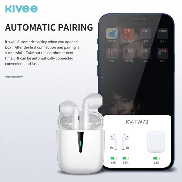 Kivee TW73 Bluetooth 5.0 Wireless Earphone White