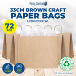 Party Central 72PCE Gift/Craft Paper Bags Horizontal Brown Reusable 25 x 33cm