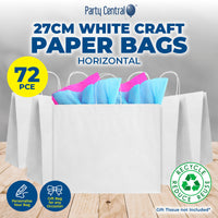 Party Central 72PCE Gift/Craft Paper Bags Horizontal White Reusable 21 x 27cm