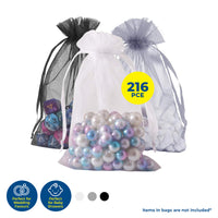 Party Central 216PCE Organza Bags Assorted Colours Multipurpose 17 x 12cm