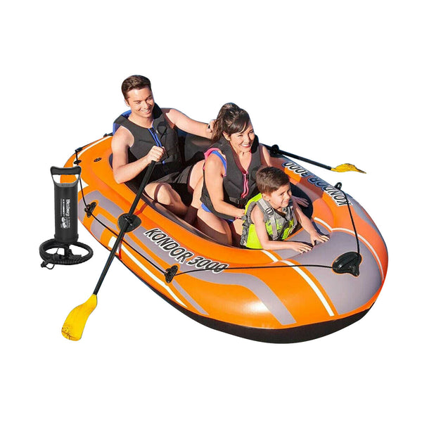 Bestway Kondor 3000 Inflatable Boat UV Resistant Leak Proof Beach Pool Fun 228cm x 110cm