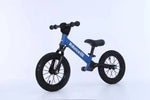 Bike Plus Kids Balance Bike Training Aluminium - Blue with Suspension - 12" Rubber Tyres - Foot Pegs -Ride On No Pedal Push