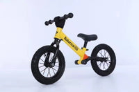 Bike Plus Kids Balance Bike Training Aluminium - Yellow with Suspension - 12" Rubber Tyres - Foot Pegs -Ride On No Pedal Push