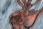 Decorative Reindeer 3D Wood Metal Wall Art Decor in Blue and Rusty Bronze