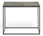 Black Sofa Side Table with Textured Wood Top