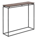 Modern Black Narrow Hallway Console Table with Copper Textured Wood Top