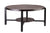 Black Round Coffee Table with Storage Shelf in Copper Finish Top