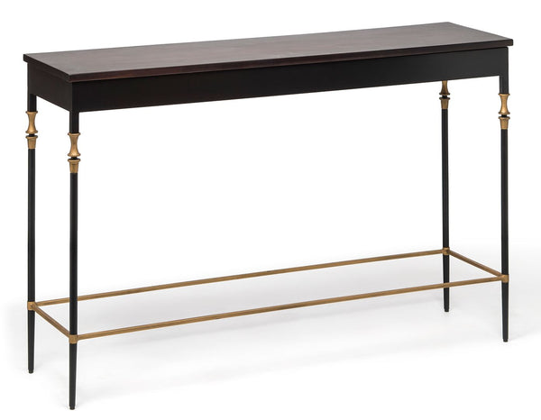 Gold Black Wooden Slim Hallway Console Table with Finial Legs