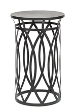 Black Round Iron Side Table with Cross Legs and Silver Finish Top