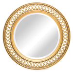 Decorative Wooden Round Wall Mirror in Rustic Gold Finish