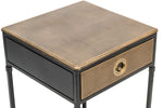 Black Bedside Table with Storage Drawer and Gold Finished Textured Top