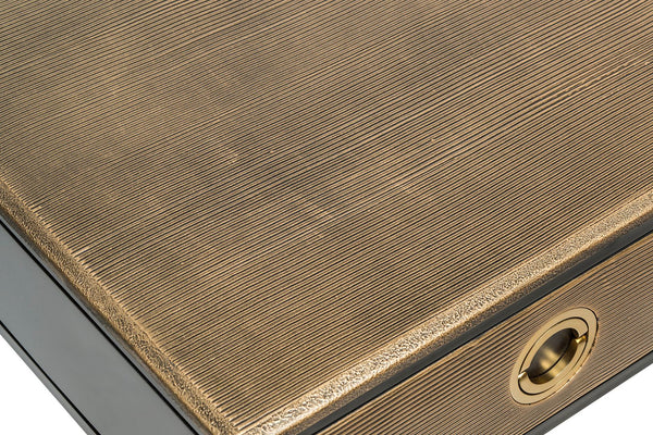 Black Bedside Table with Storage Drawer and Gold Finished Textured Top