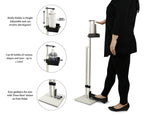 Lirash Touch Free Hand Sanitiser Dispenser Station Floor Stand Foot Operated - White Black