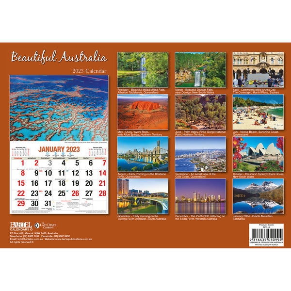 Beautiful Australia 2023 Rectangle Wall Calendar 16 Months Planner New Year Gift