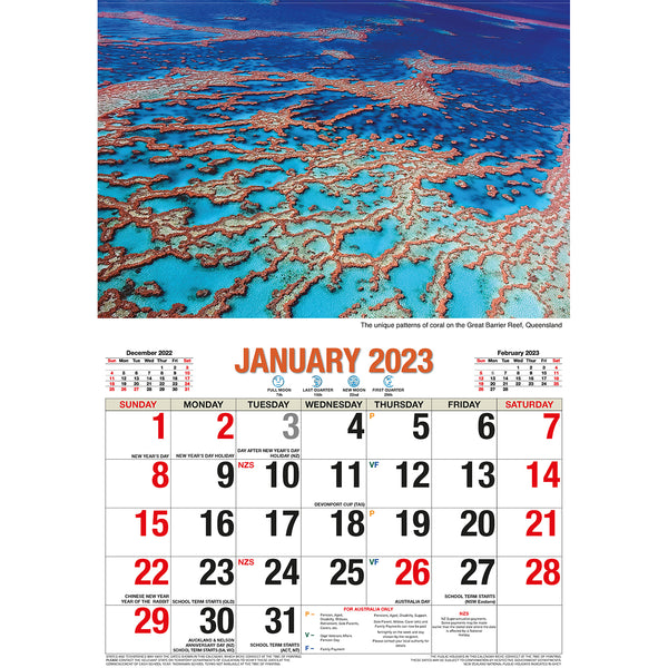 Beautiful Australia 2023 Rectangle Wall Calendar 16 Months Planner New Year Gift