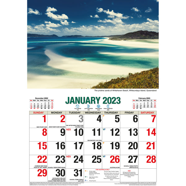 Natural Wonders Of Australia – 2023 Rectangle Wall Calendar 16 Months Planner