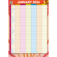 Family Organiser - 2024 Rectangle Wall Calendar 13 Months Planner Home Schedule