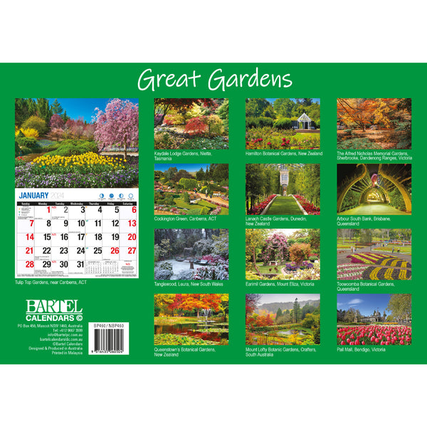 Great Gardens - 2024 Rectangle Wall Calendar 16 Months Beautiful Garden Photos