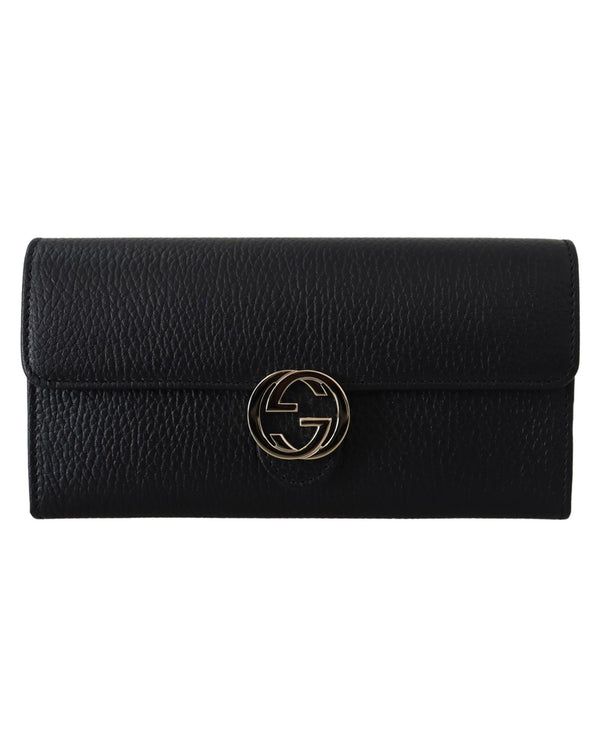 Gucci Wallet with Interlocking GG Snap in Grainy Leather One Size Women