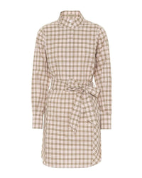 Iconic Check Cotton Shirt Dress with Long Sleeves and Belt 40 IT Women