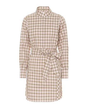 Iconic Check Cotton Shirt Dress with Long Sleeves and Belt 40 IT Women