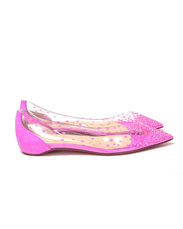 Hot Pink Crystal Embellished Flat Point Toe Shoe 35.5 EU Women